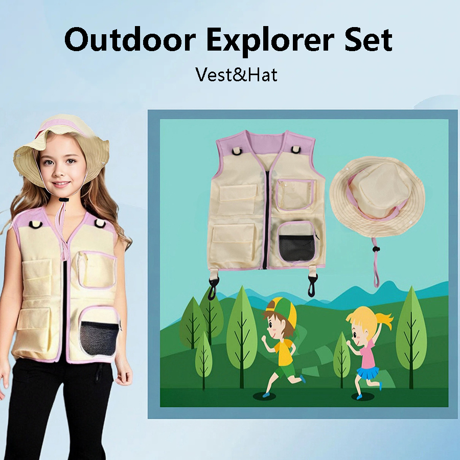 Outdoor Adventure Activities For Kids - Çocuk Explorer yelek şapka takım açık