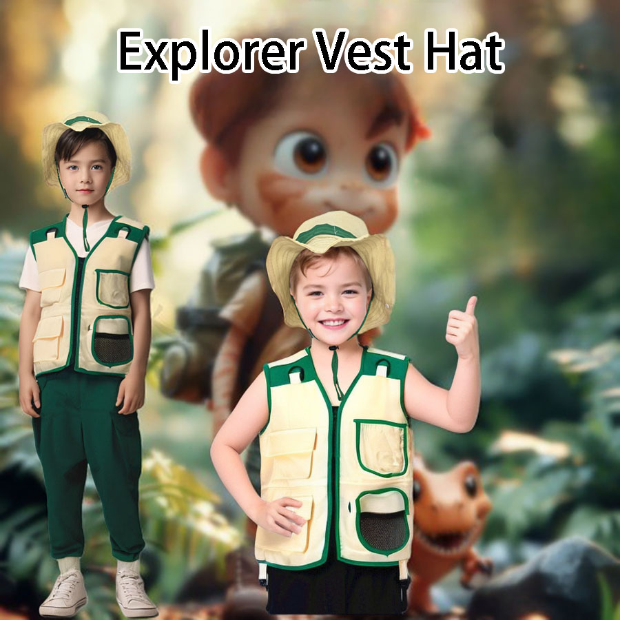Outdoor Adventure Activities For Kids - Çocuklar kamp Explorer yelek şapka takım