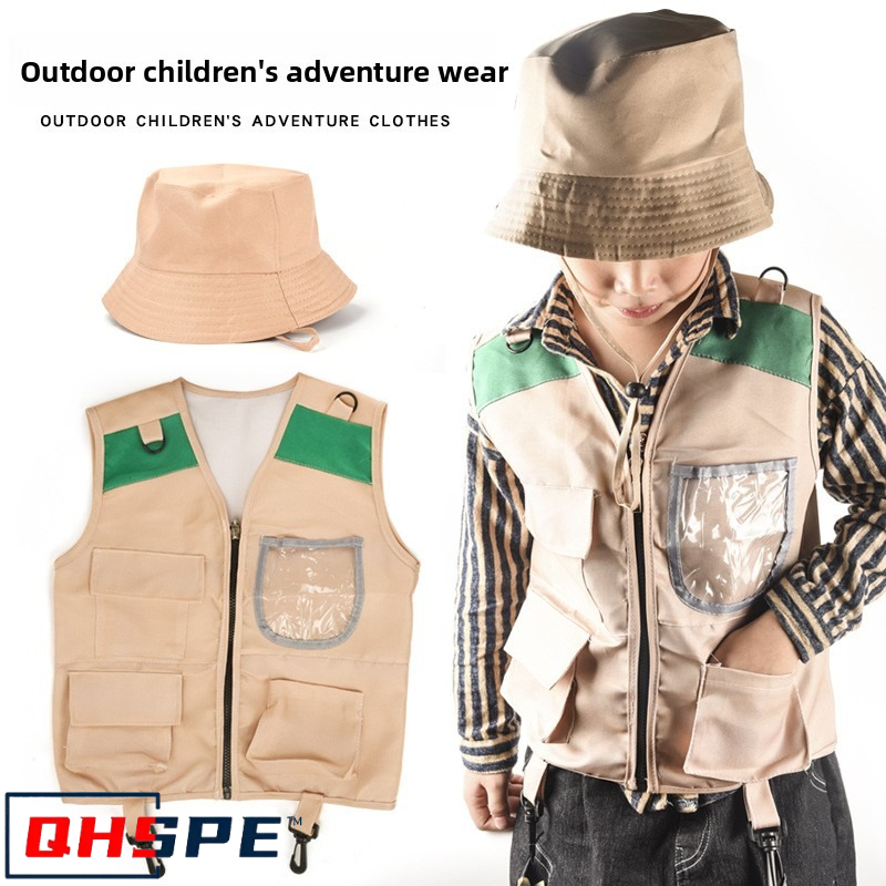Outdoor Adventure Activities For Kids - Çocuklar Explorer Yelek ve Şapka Kostüm